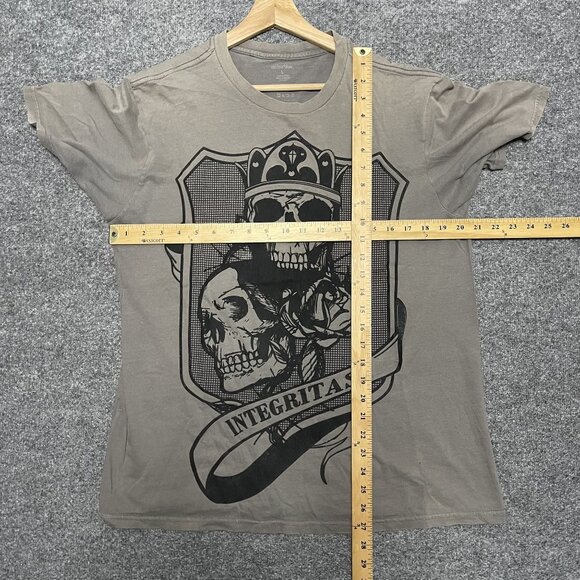 Vintage Y2K Anchor Blue Skull Graphic Integritas Graphic Tee L - Picture 8 of 8